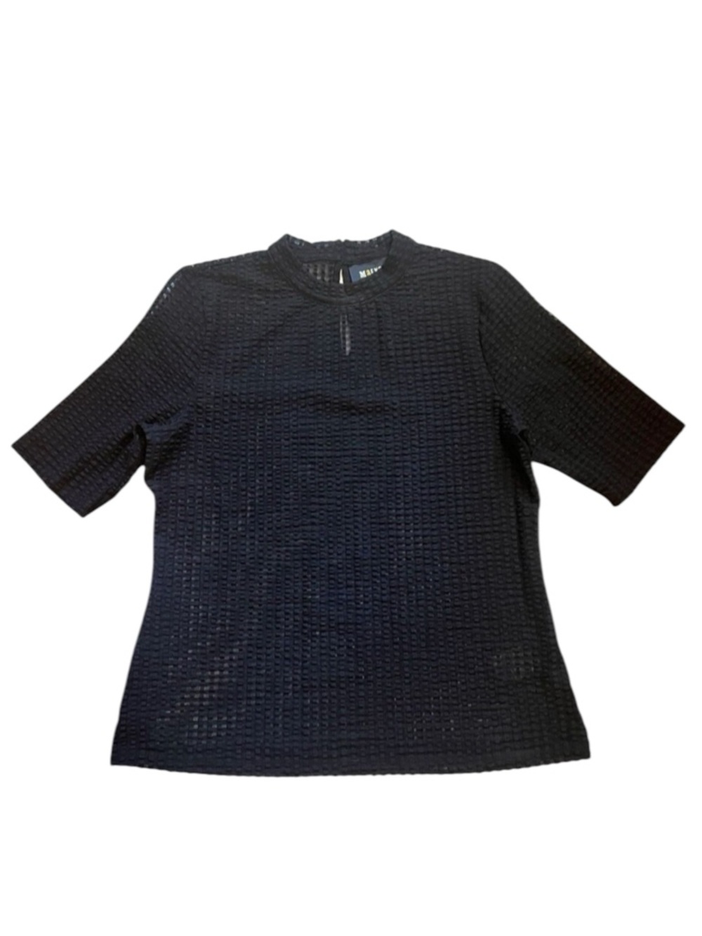 MAEVE By Anthropologie Black Mesh Textured Top Stretch Sheer Women's Size Large